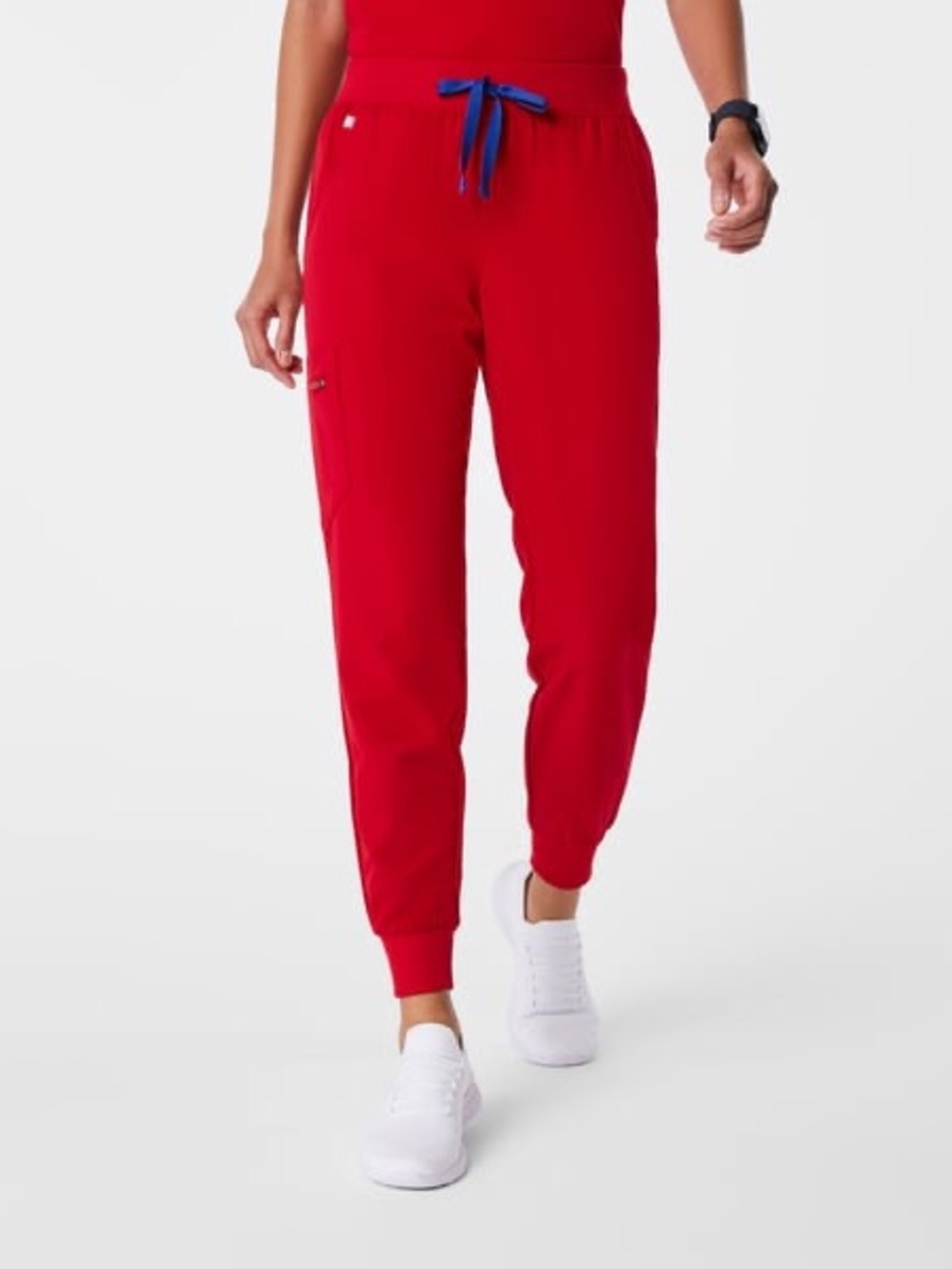Figs Size L High-Waisted Zamora Jogger Scrub Pants - Winning Red